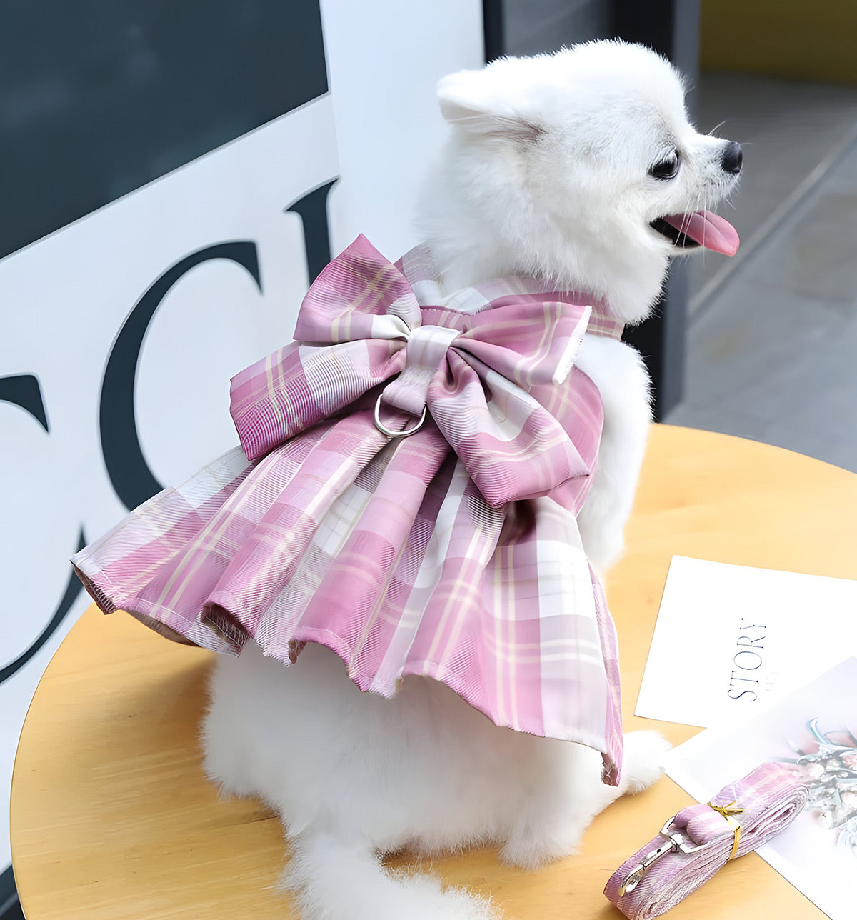 Lina-Bow Plaid Dress