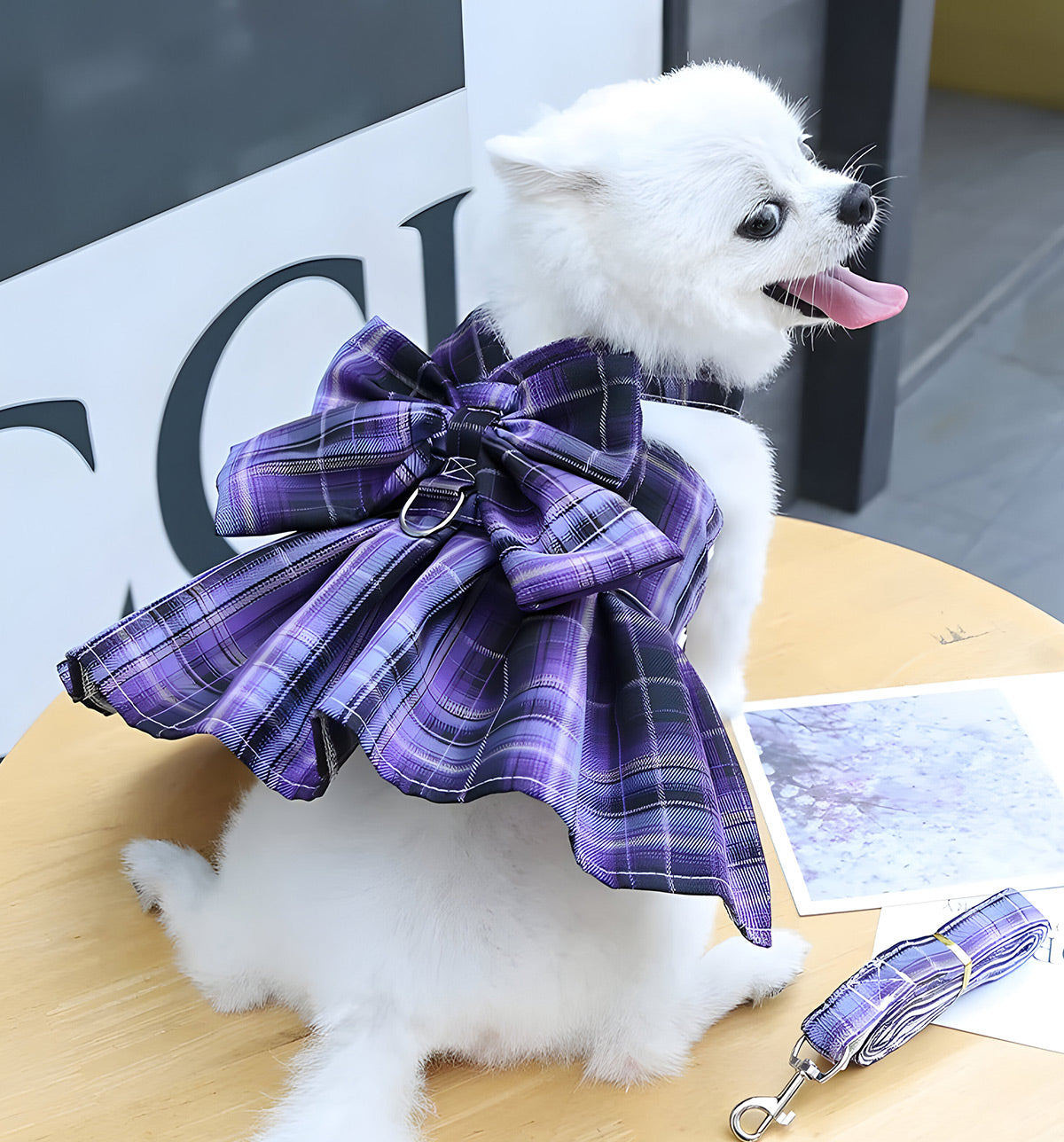 Lina-Bow Plaid Dress