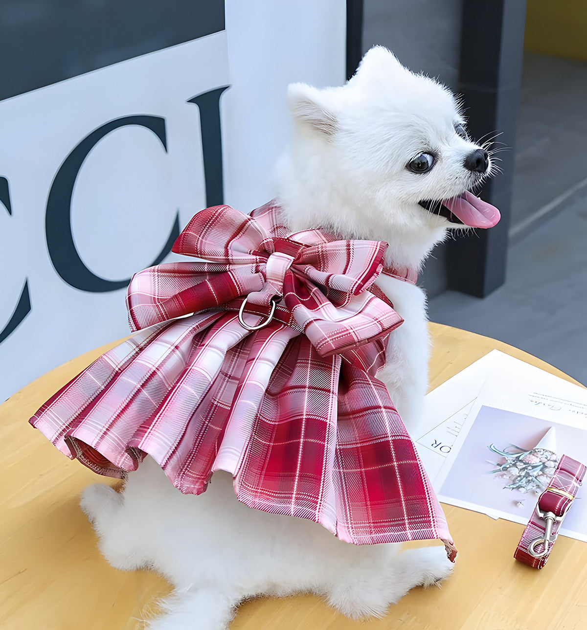 Lina-Bow Plaid Dress