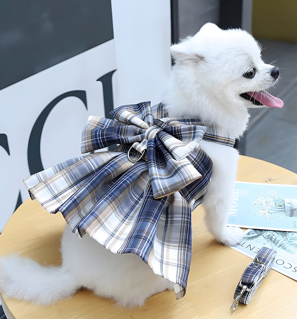 Lina-Bow Plaid Dress